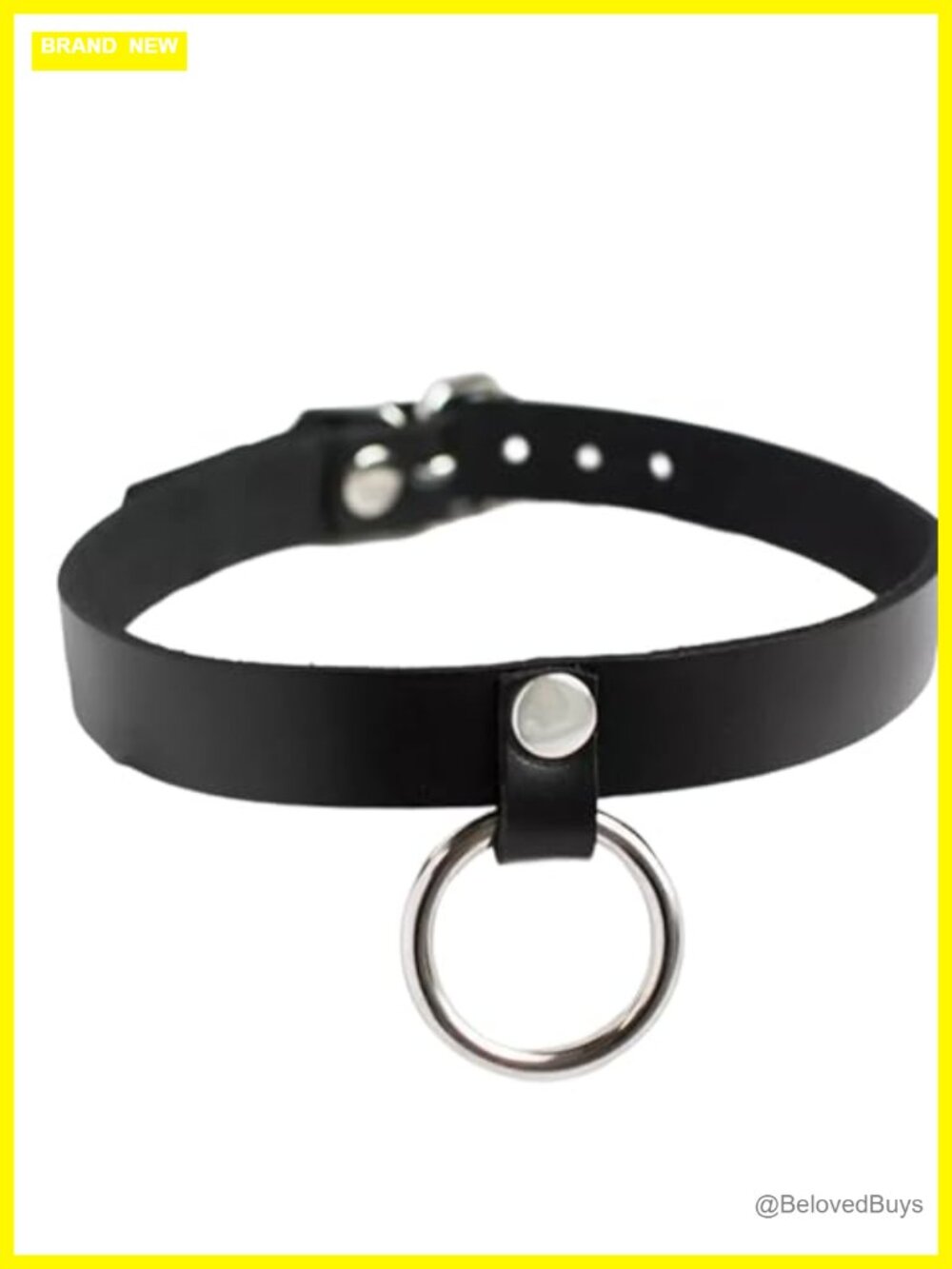 Faux Leather Choker Necklace with Alloy O-Ring Gothic Punk